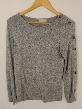 Poof Apparel Heather Gray Knit Top Small